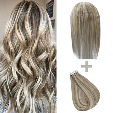 Combination hair Toppers With Tape For Full Head Best Choice Highlight Color #8p60 - FShine Shop